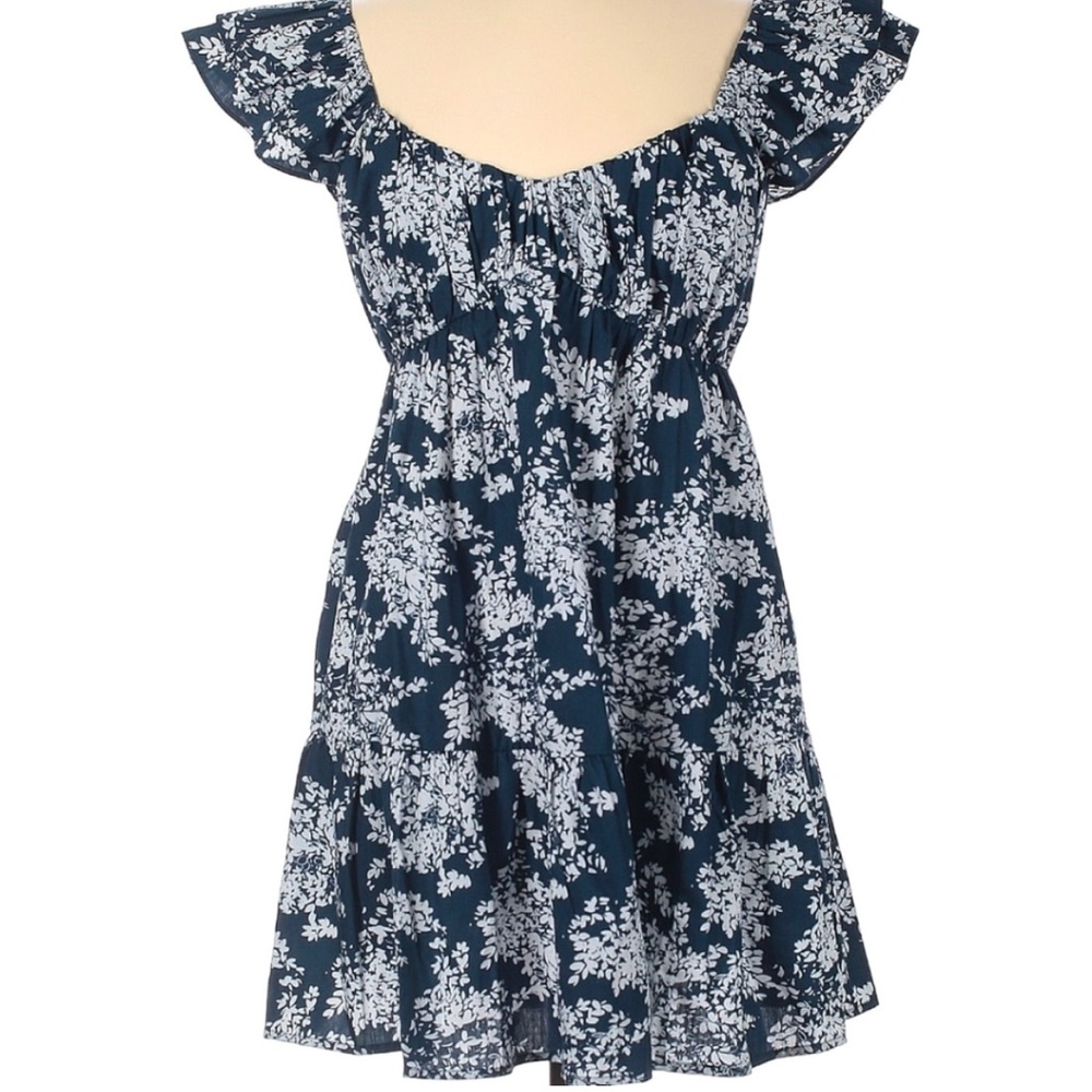 Abercrombie & Fitch - Navy Floral Dress with Flutter Sleeves
